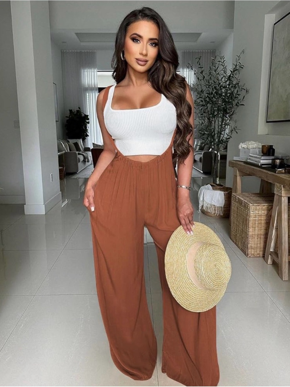 Wide-Leg Jumpsuit Pants - Women's